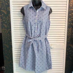 Tacera Blue Striped Button-Down Mini Dress